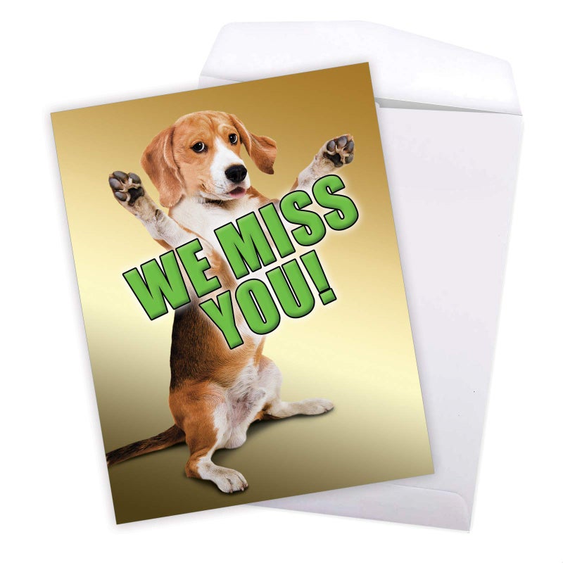 NobleWorks - Cute Miss You Greeting Card w/Envelope (Big 8.5 x 11 Inch) Pet Dog Thinking of You From All Of Us, Big Gratitude Stationery for Men and Women - Miss You This Much Dog J2232MYG-US - Image 5